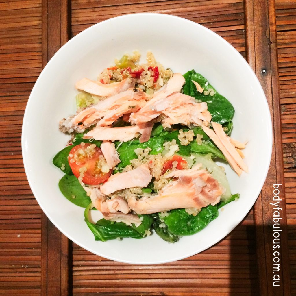 Quinoa Egg and Veggie Salad pregnancy postpartum meal BodyFabulous